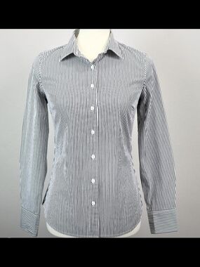 J. Crew Black & White Vertical Stripe Button-Down Shirt